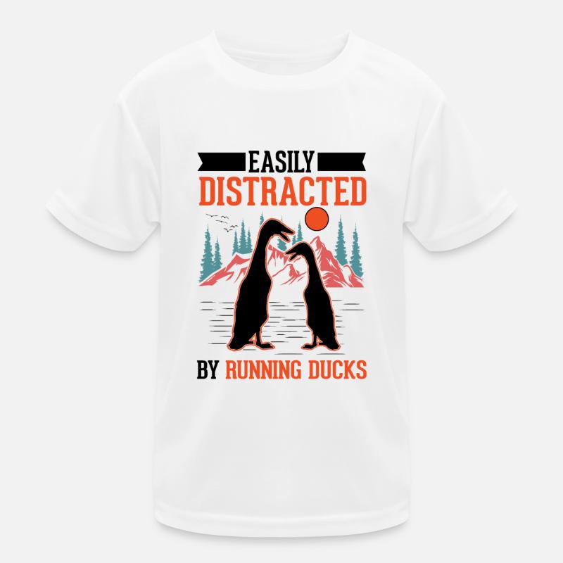 Easily distracted by Running Ducks Runner Duck Kids Functional T-Shirt