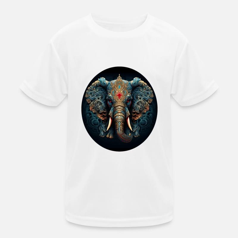 Blauer Mandala Elefant Kinder Funktions-T-Shirt