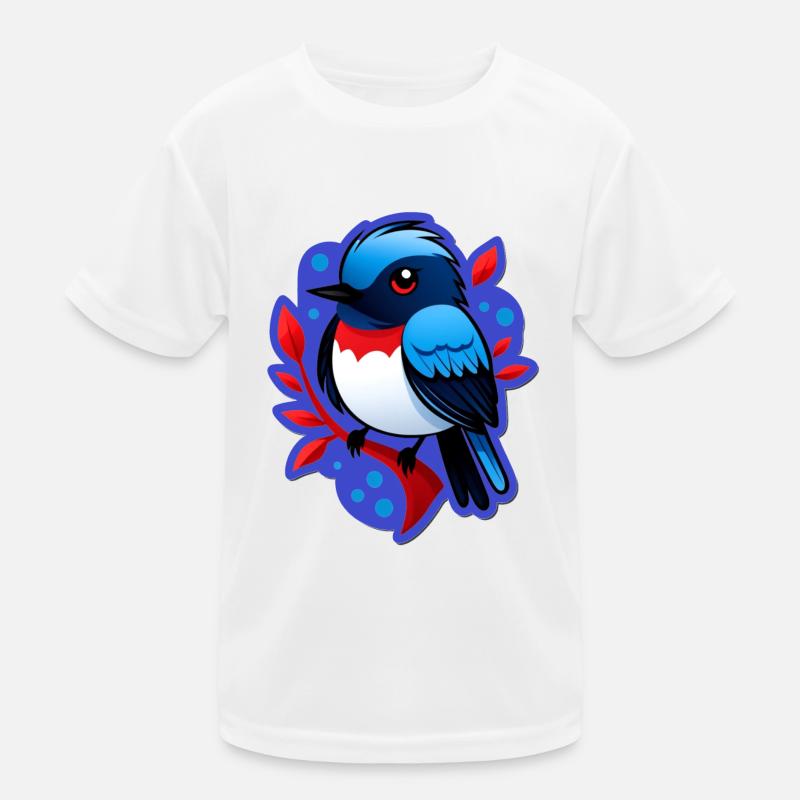 Spatz auf einem Ast - Illustration in Farbe Kinder Funktions-T-Shirt