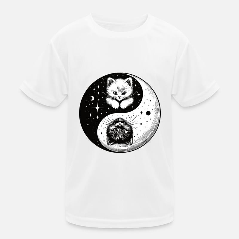 Ying Yang Kittens, black and white Kids Functional T-Shirt