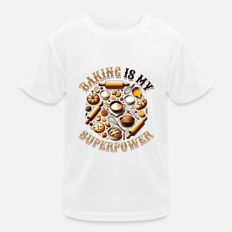Baking Superpower Bäcker Nachtisch Konditor Kinder Funktions-T-Shirt
