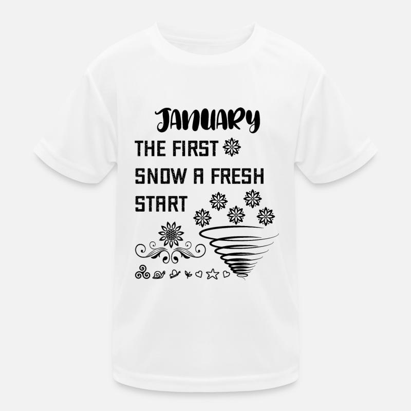 Januar, der erste Schnee, ein Neuanfang. Kinder Funktions-T-Shirt