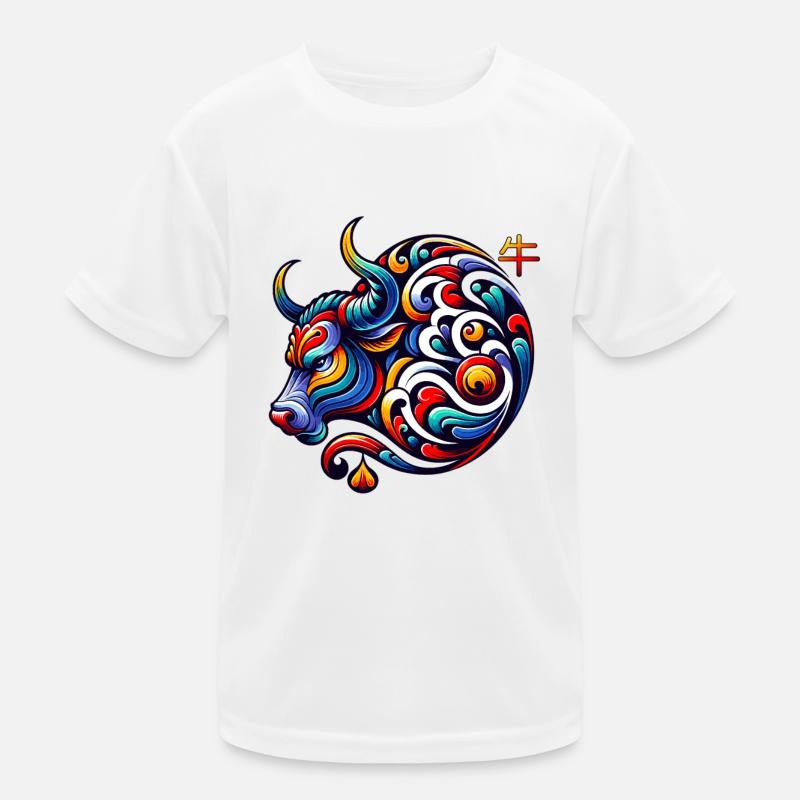 Chinesisches Tierkreiszeichen Ochse Astrologisches Zeichen Elegant Kinder Funktions-T-Shirt