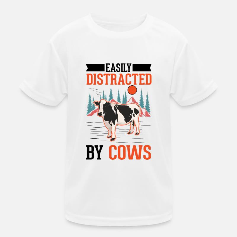 Facilement distrait par les vaches Vache Éleveur de bovins Vache T-shirt sport Enfant