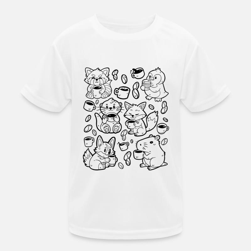 Kaffee Doodle: Capybara, Fuchs, Corgi, Otter Kinder Funktions-T-Shirt