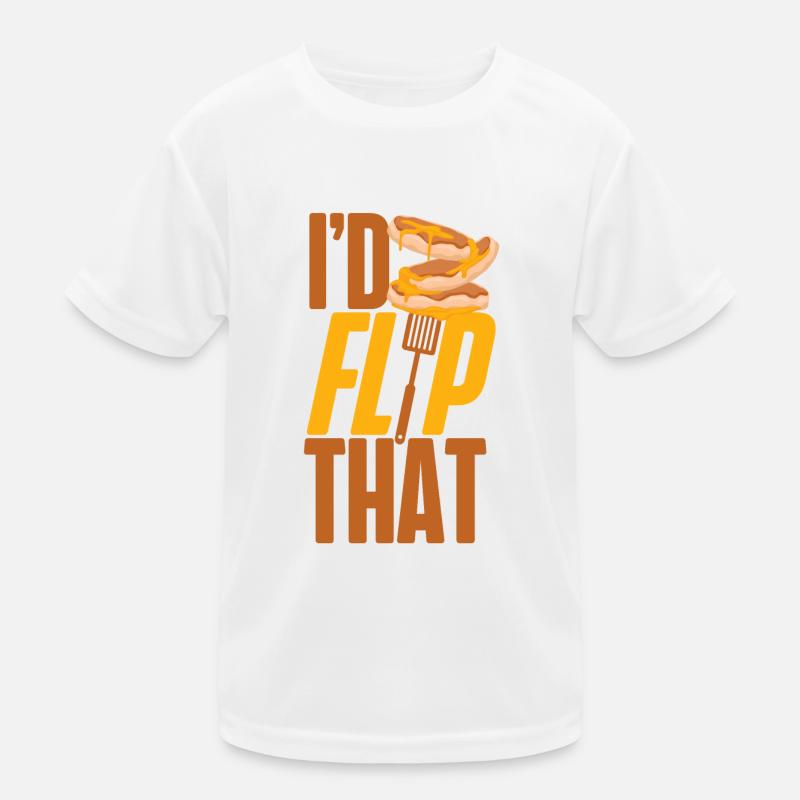 Pancake Lover Kids Pun I'd Flip Kids Functional T-Shirt