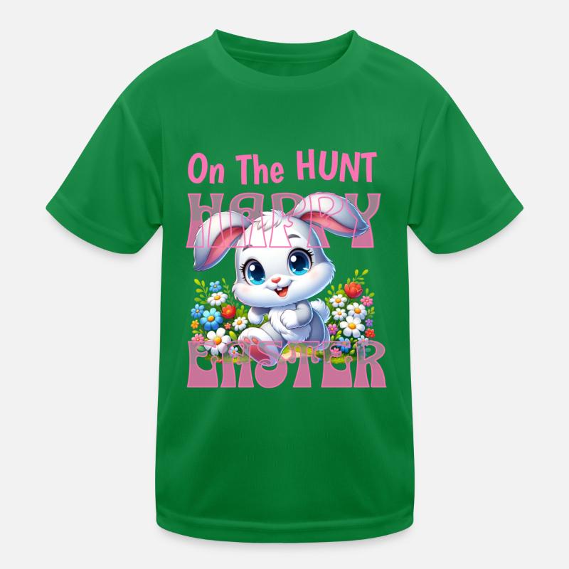 LAPIN DE PAQUES " a la chasse " Happy Easter " T-shirt sport Enfant