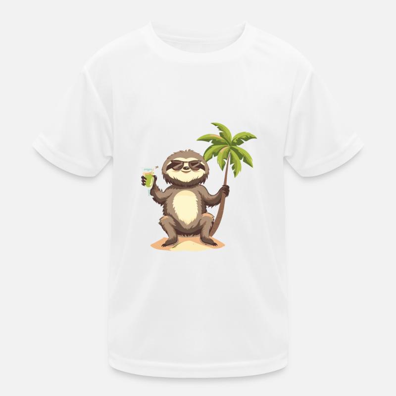 Sloth Summer Vacation Kids Functional T-Shirt