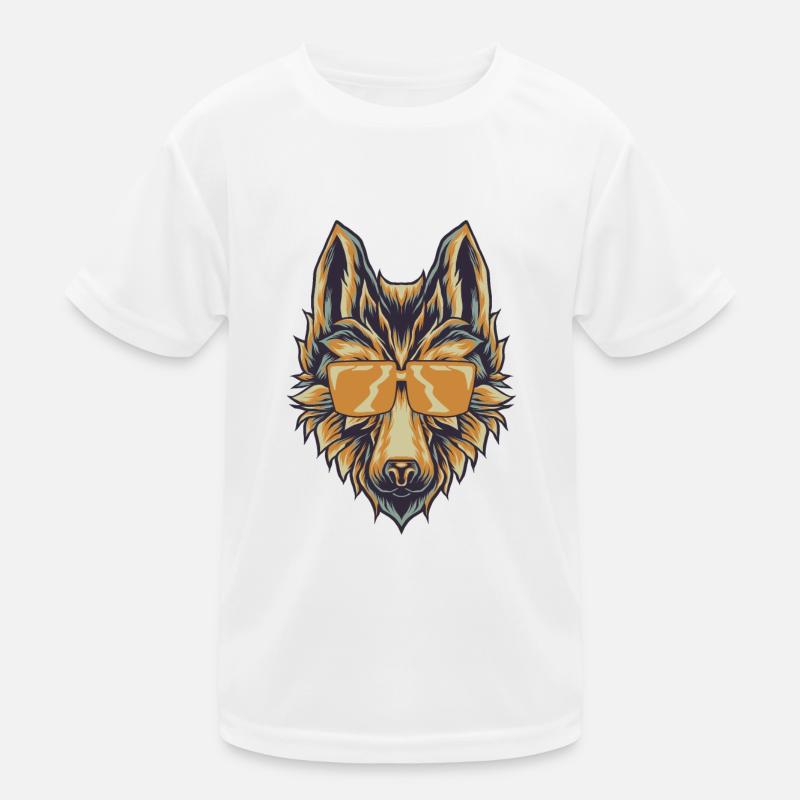 Wolf With Sunglasses T-Shirt Canine Wolves Head Kids Functional T-Shirt