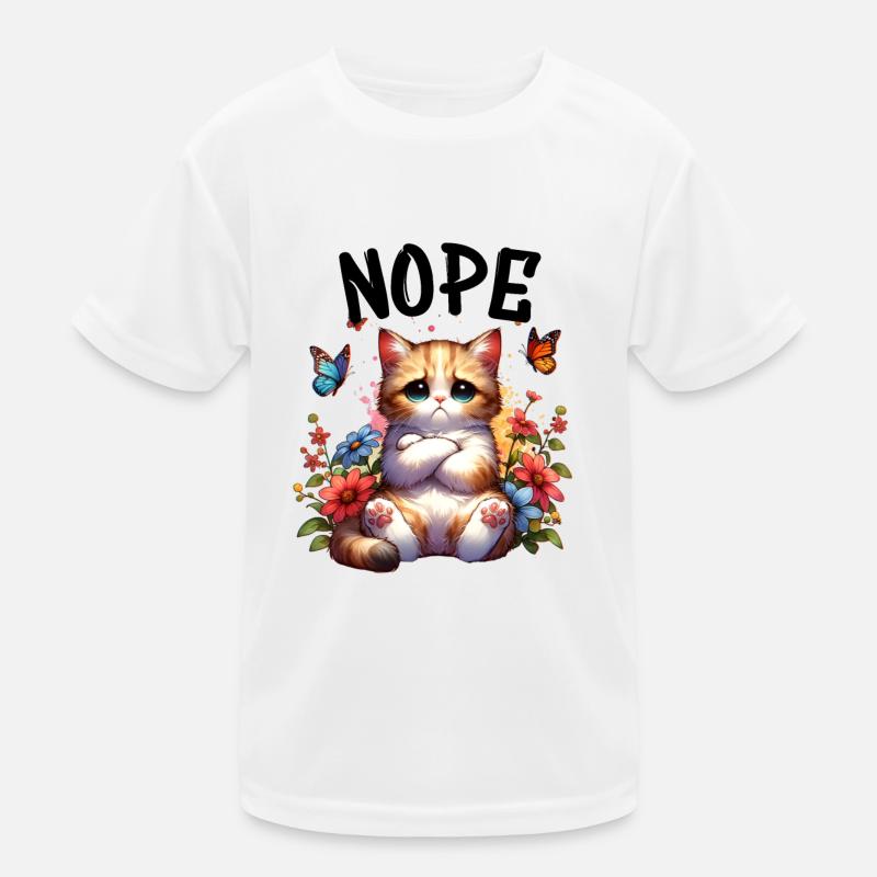 Cat Funny Saying Nope for Cat Lovers Kids Functional T-Shirt