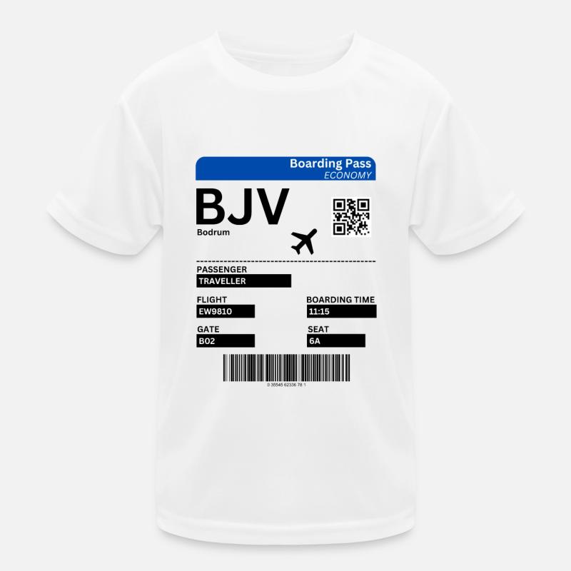 Bodrum Boarding Ticket Airport BJV Turkey Holiday Idea Kids Functional T-Shirt