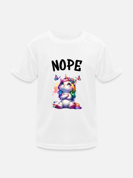 Einhorn Spruch Nope Jungen und Mädchen Fabelwesen - Kinder Funktions-T-Shirt - Weiß