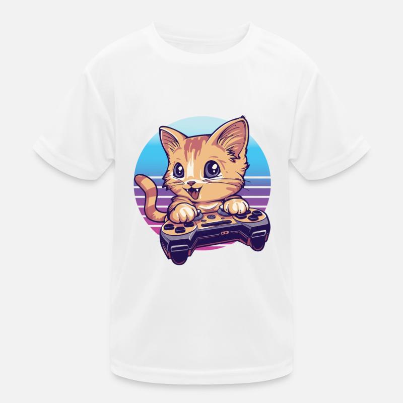 Fond rétro de jeu de chat T-shirt sport Enfant