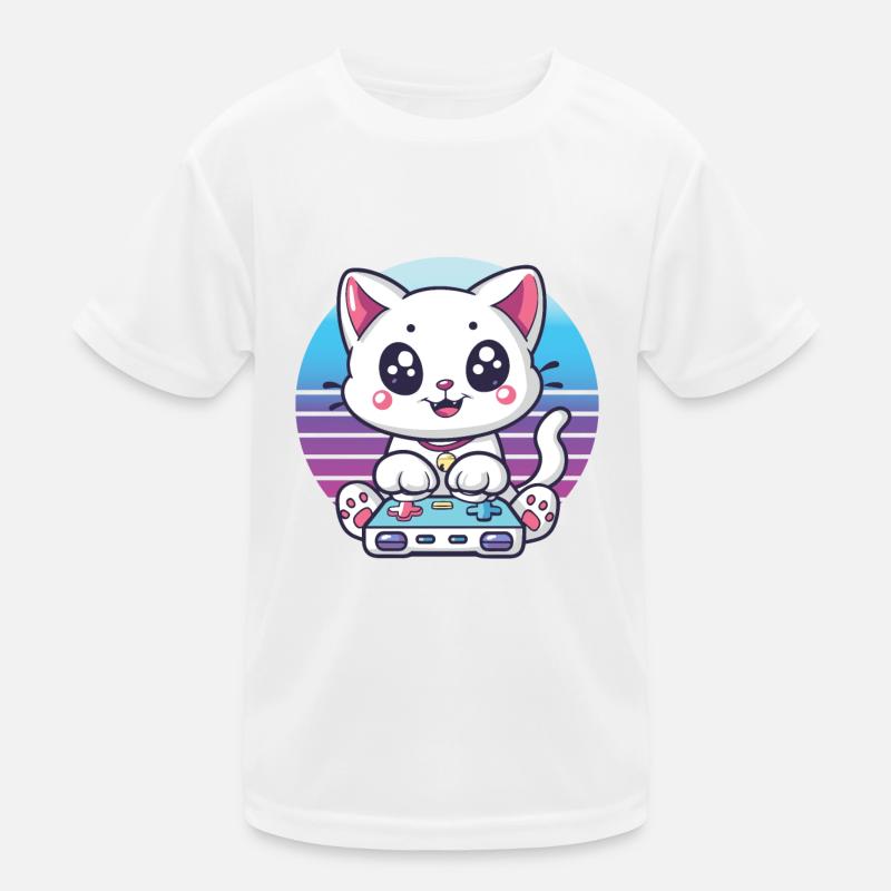 Fond rétro de jeu de chat T-shirt sport Enfant