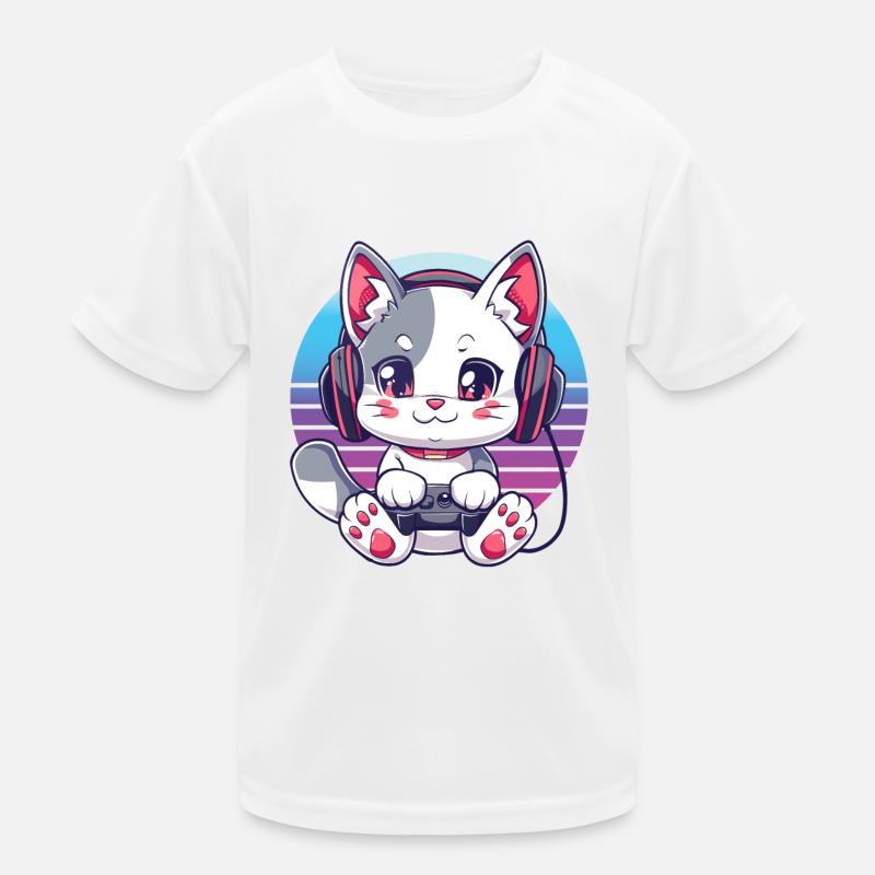 Fond rétro de jeu de chat T-shirt sport Enfant