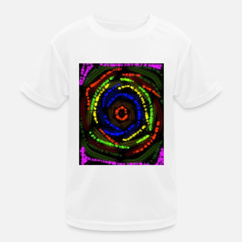 Concentric Colored Lines, Abstract Drawing Kids Functional T-Shirt