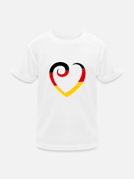 Deutschland Flagge Herz Germany - Kinder Funktions-T-Shirt - Weiß