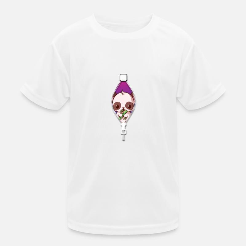 Bébé panda jetant un coup d’œil hors de la fermeture éclair mangeant du bambou T-shirt sport Enfant