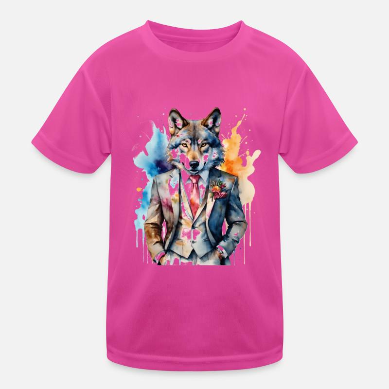 Costume de loup Imprimé coloré de conception d’animaux T-shirt sport Enfant