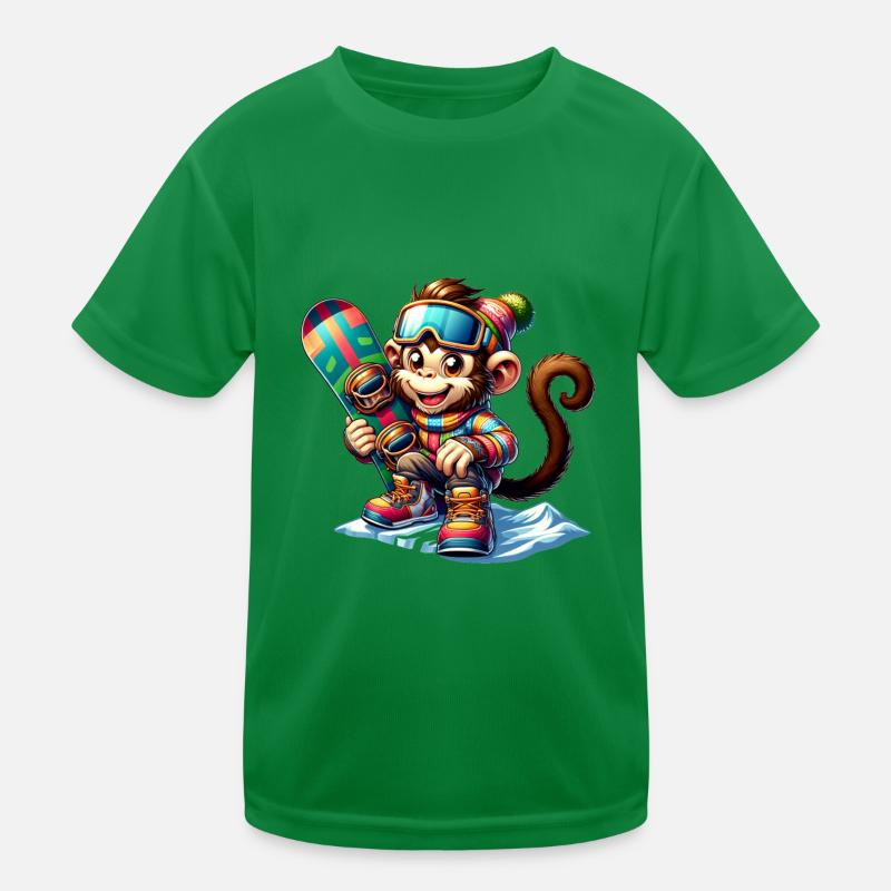 Singe snowboarder mignon T-shirt sport Enfant