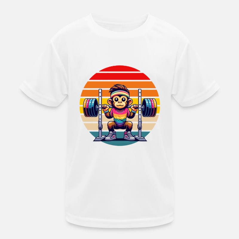 Rainbow Monkey Squatting in the Gym Kinder Funktions-T-Shirt