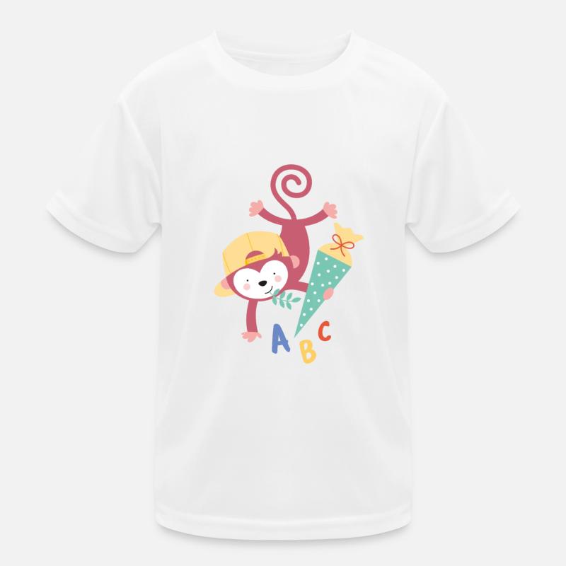Monkey with school cone school enrollment Kids Functional T-Shirt