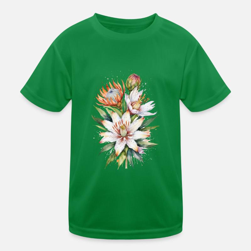 Lys asiatiques et fleurs de Protea Art de l’aquarelle T-shirt sport Enfant