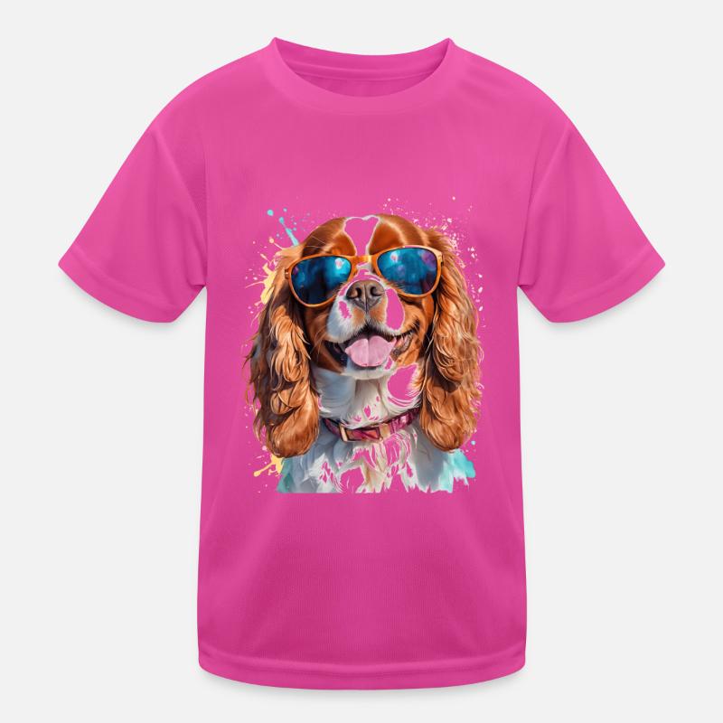 Cavalier King Charles Spaniel Lunettes de soleil Chien T-shirt sport Enfant