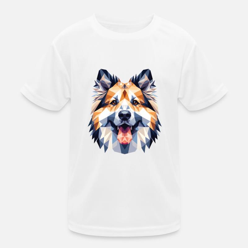 Polygon Dog, Digital Art Animal Kids Functional T-Shirt