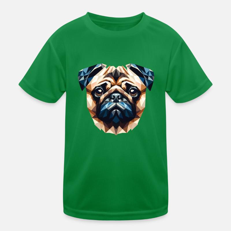 Polygon Hund, Digitale Kunst Tier Mops Kinder Funktions-T-Shirt