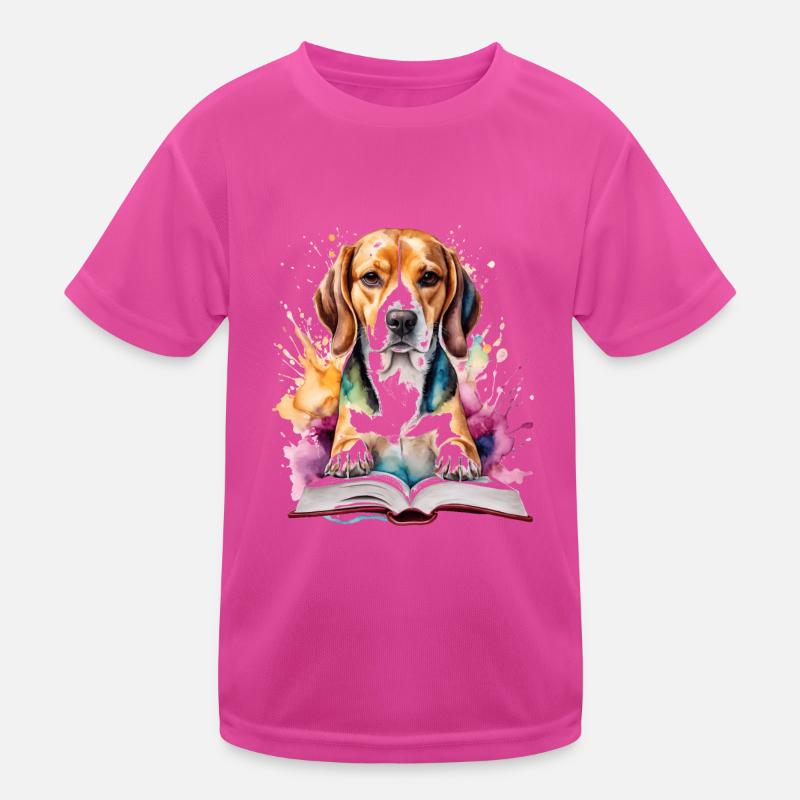 Beagle Lesen Buch Hund Lustig Tier Design Print Kinder Funktions-T-Shirt