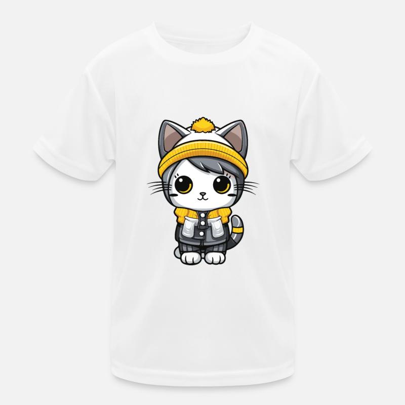 Chat Hiver Bande Dessinée Mignon T-shirt sport Enfant