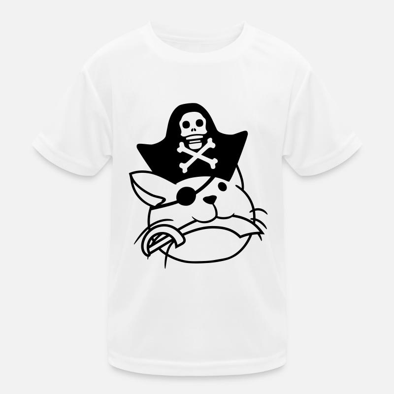 Cute Pirate Cat Buccaneer Eye Patch Hat Saber Kids Functional T-Shirt