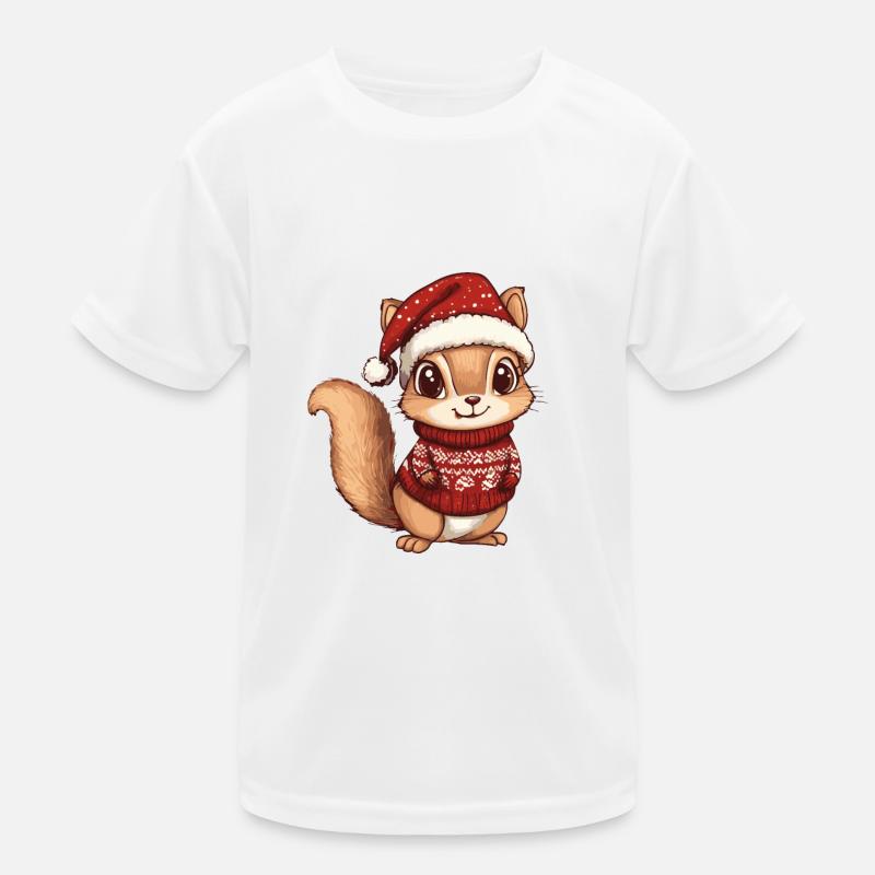 Bande dessinée de Noël écureuil T-shirt sport Enfant