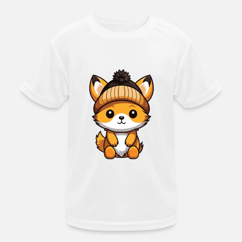 Fox Winter Comic Hat Kids Functional T-Shirt