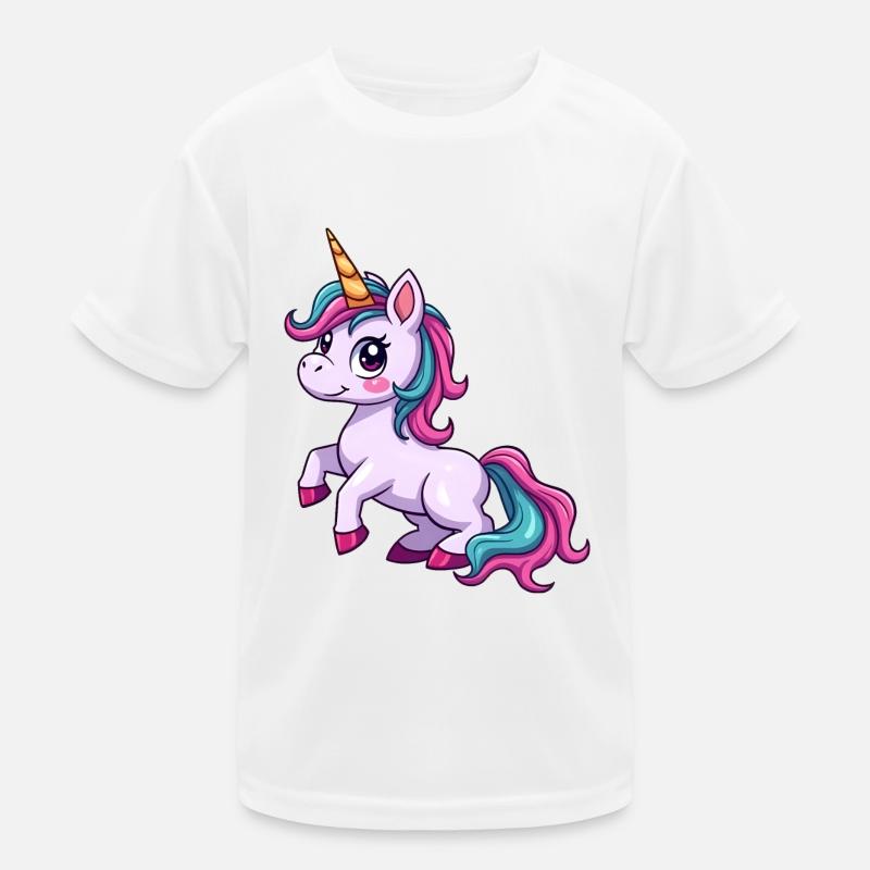Lebendiges rosa Einhorn-Design Kinder Funktions-T-Shirt