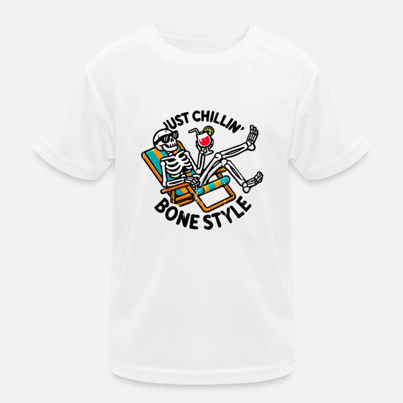 Just Chillin Bone Style Happy Scary Day Skeleton Kids Functional T-Shirt