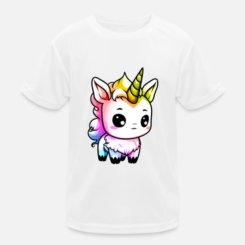 Einhorn Winter Tier Bunt Comic Kinder Funktions-T-Shirt