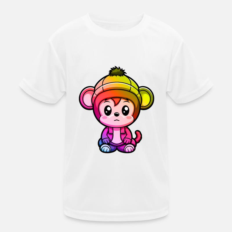 Affe Winter Tier Bunt Comic Kinder Funktions-T-Shirt