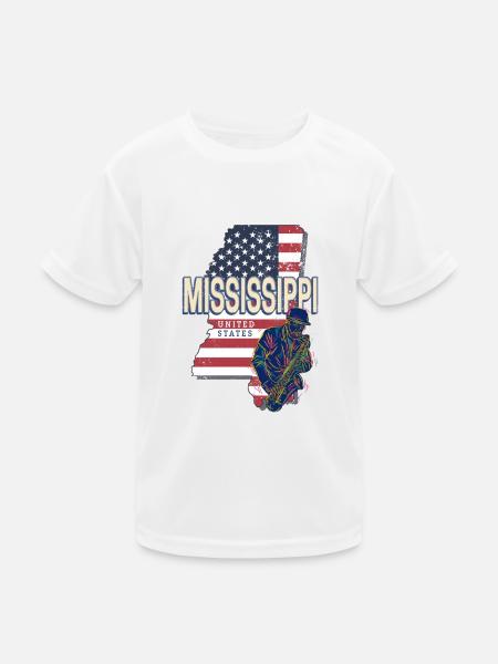 Mississippi Vereinigte Staaten Retro Landkarte - Kinder Funktions-T-Shirt - Weiß