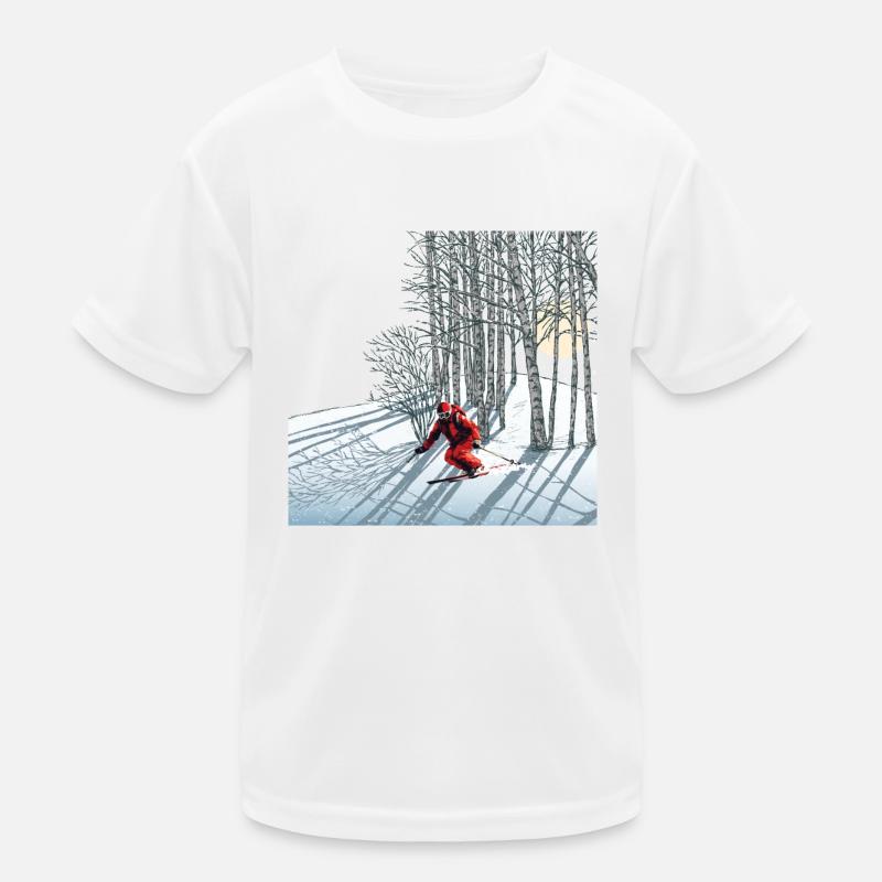 Nachtskifahren Night Skiing Kids Functional T-Shirt