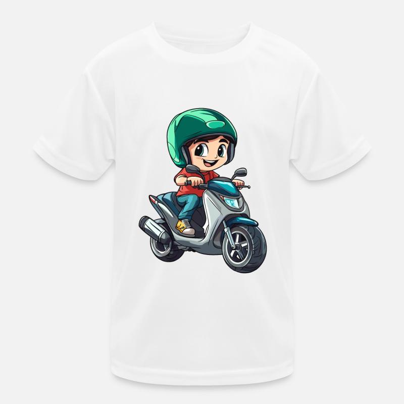 Boy rides scooter Kids Functional T-Shirt