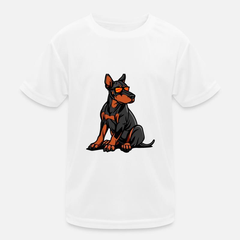 Doberman chien bande dessinée cool T-shirt sport Enfant