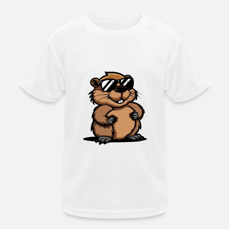 Biber Comic Cool - Kinder Funktions-T-Shirt - Weiß