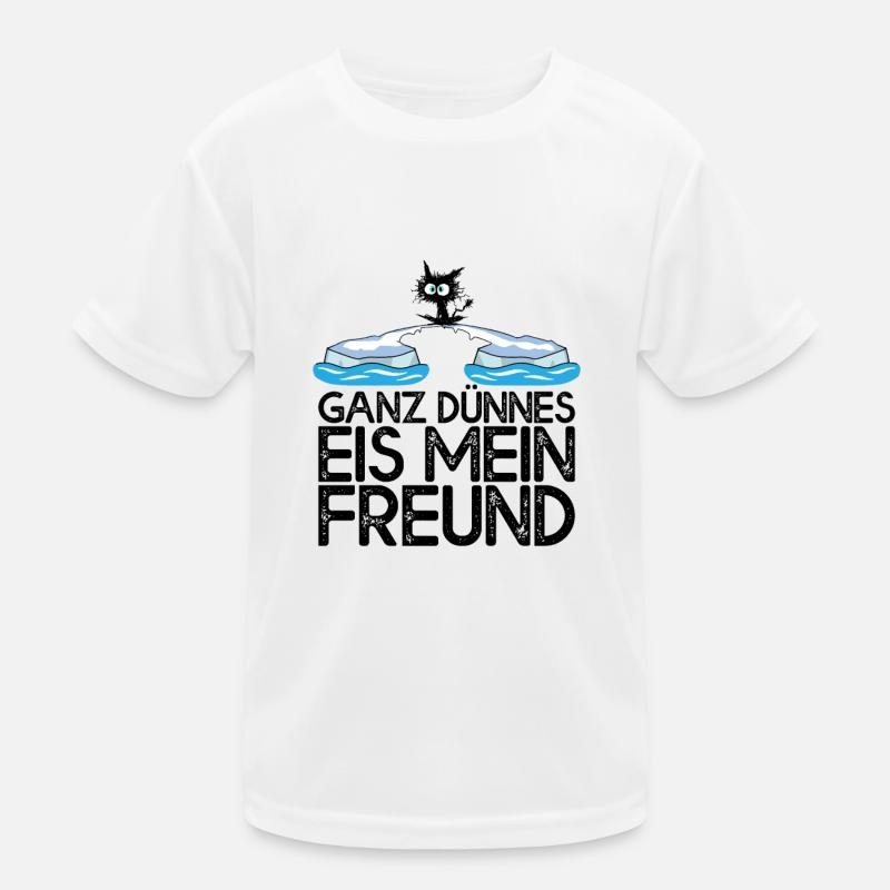 Ganz dünnes Eis mein Freund Katze Eisscholle Kinder Funktions-T-Shirt