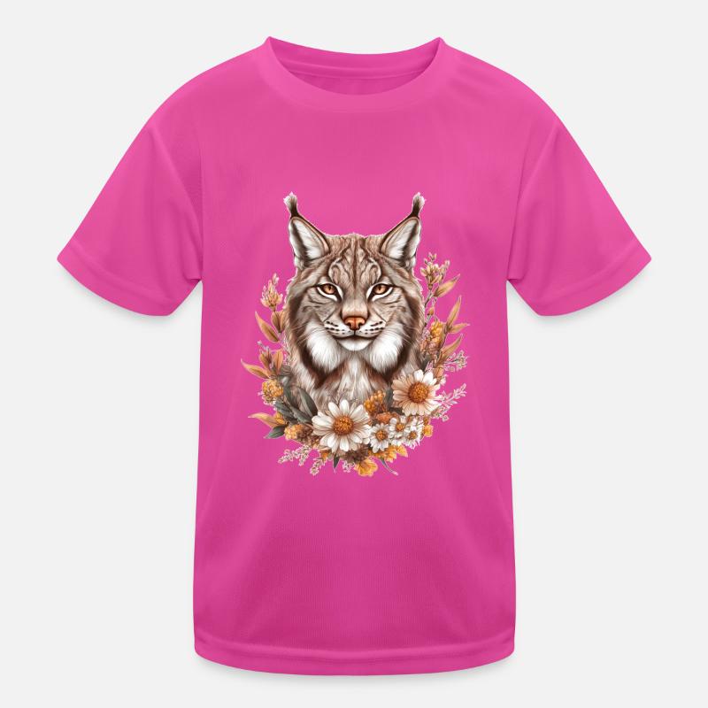 Lynx avec des fleurs T-shirt sport Enfant