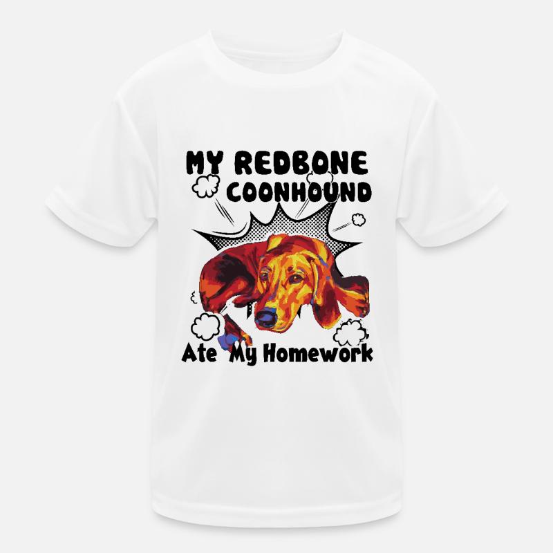 Redbone Coonhound Ate My Homework Kids Functional T-Shirt