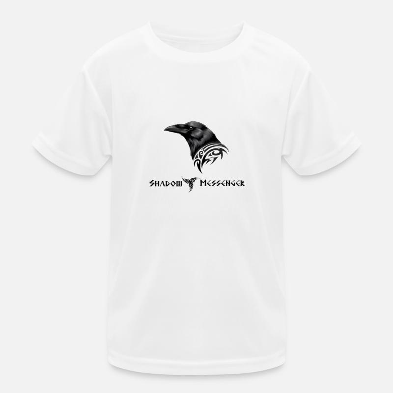 Shadow Messenger: Raven with Tribal Tattoo Kids Functional T-Shirt