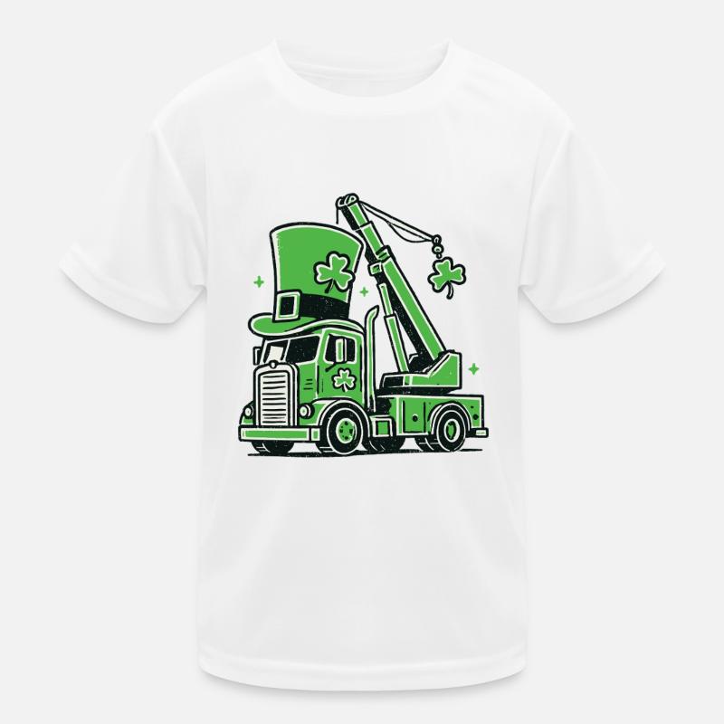 Lustiger St. Patrick's Day Kran Baufahrzeug Kinder Funktions-T-Shirt