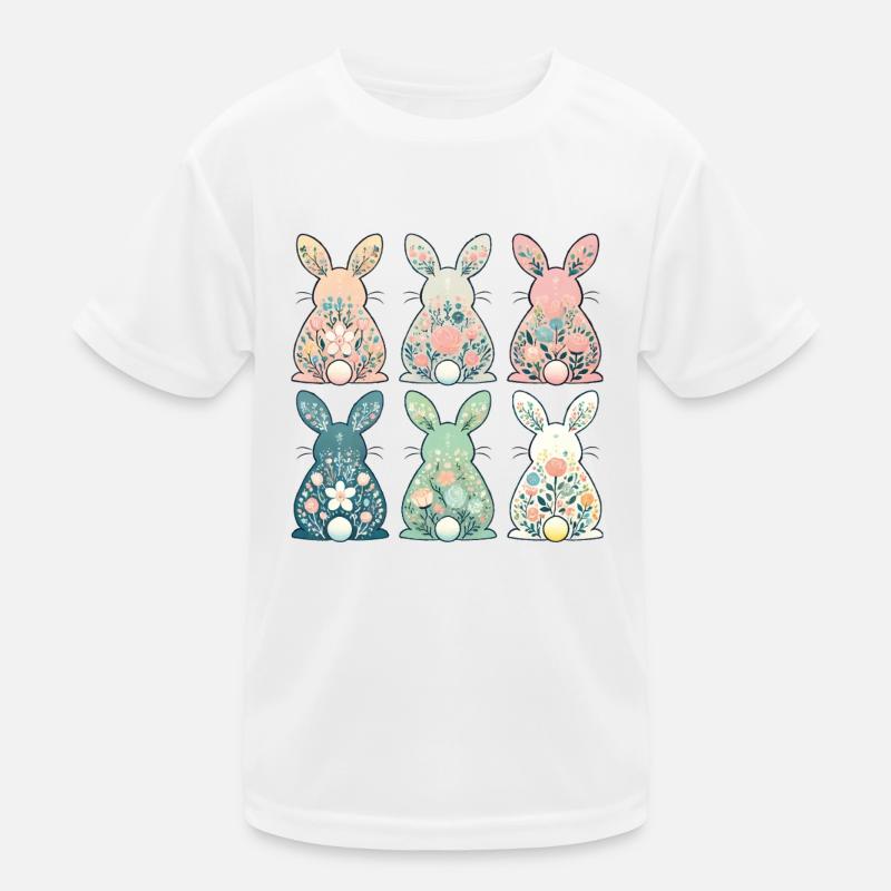 Fleur de style vintage de Pâques Bunny Design T-shirt sport Enfant